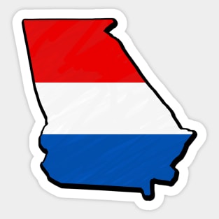 Red, White, and Blue Georgia Outline Sticker